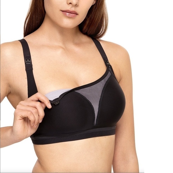 WACOAL Bra Maternity Sport Nursing Black 38C Nylon & Lycra - Picture 4 of 10